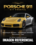 Porsche 911 — Kit frontal PPF LEBEL. Imagen referencial; ajuste a confirmar. Sin vidrios ni plásticos porosos.