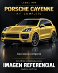 Porsche Cayenne — Kit completo PPF LEBEL. Imagen referencial; ajuste a confirmar. Sin vidrios ni plásticos porosos.