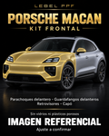 Porsche Macan — Kit frontal PPF LEBEL. Imagen referencial; ajuste a confirmar. Sin vidrios ni plásticos porosos.
