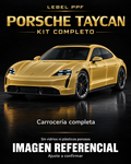 Porsche Taycan — Kit completo PPF LEBEL. Imagen referencial; ajuste a confirmar. Sin vidrios ni plásticos porosos.