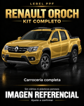 Renault Oroch — Kit completo PPF LEBEL. Imagen referencial; ajuste a confirmar. Sin vidrios ni plásticos porosos.