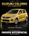 Suzuki Celerio — Kit completo PPF LEBEL. Imagen referencial; ajuste a confirmar. Sin vidrios ni plásticos porosos.