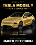 Tesla Model Y — Kit completo PPF LEBEL. Imagen referencial; ajuste a confirmar. Sin vidrios ni plásticos porosos.