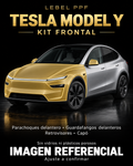 Tesla Model Y — Kit frontal PPF LEBEL. Imagen referencial; ajuste a confirmar. Sin vidrios ni plásticos porosos.