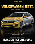 Volkswagen Jetta — Kit frontal PPF LEBEL. Imagen referencial; ajuste a confirmar. Sin vidrios ni plásticos porosos.