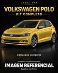 Volkswagen Polo — Kit completo PPF LEBEL. Imagen referencial; ajuste a confirmar. Sin vidrios ni plásticos porosos.