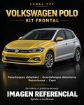 Volkswagen Polo — Kit frontal PPF LEBEL. Imagen referencial; ajuste a confirmar. Sin vidrios ni plásticos porosos.