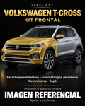 Volkswagen T-Cross — Kit frontal PPF LEBEL. Imagen referencial; ajuste a confirmar. Sin vidrios ni plásticos porosos.