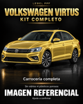 Volkswagen Virtus — Kit completo PPF LEBEL. Imagen referencial; ajuste a confirmar. Sin vidrios ni plásticos porosos.