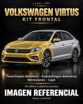 Volkswagen Virtus — Kit frontal PPF LEBEL. Imagen referencial; ajuste a confirmar. Sin vidrios ni plásticos porosos.